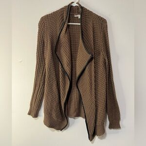 Camel Sweater with Leather Trim